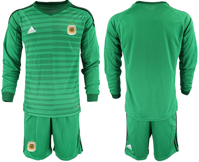 Men 2020-2021 Season National team Argentina goalkeeper Long sleeve green Soccer Jersey1